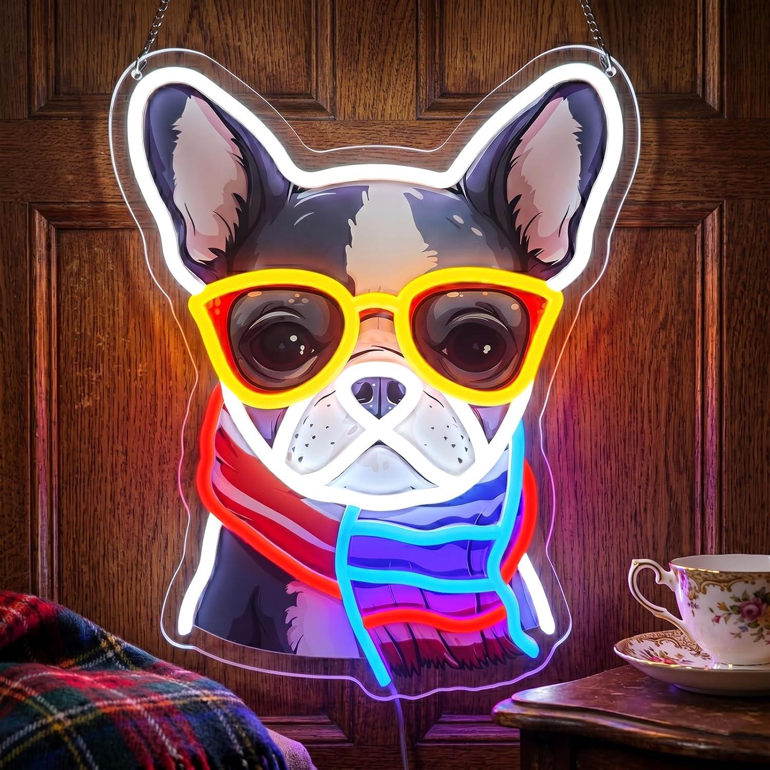 Letreiro Neon de Bulldog Franc - Men'S Grooming Dc avaliação e preço